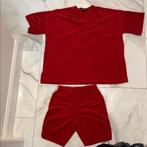 Bold Red Velour Set